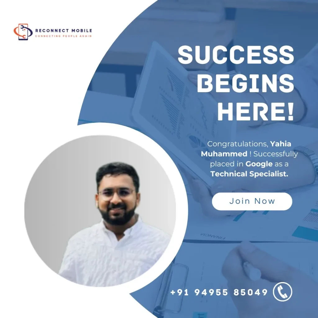 Male graduate recognized for completing the government-approved certified mobile repair course, now employed as a technical specialist at Google