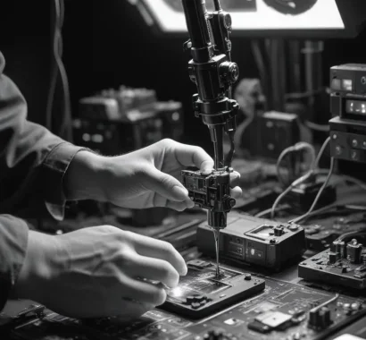 Advanced mobile phone repairing Technician repairing mobile phone using advanced technologies